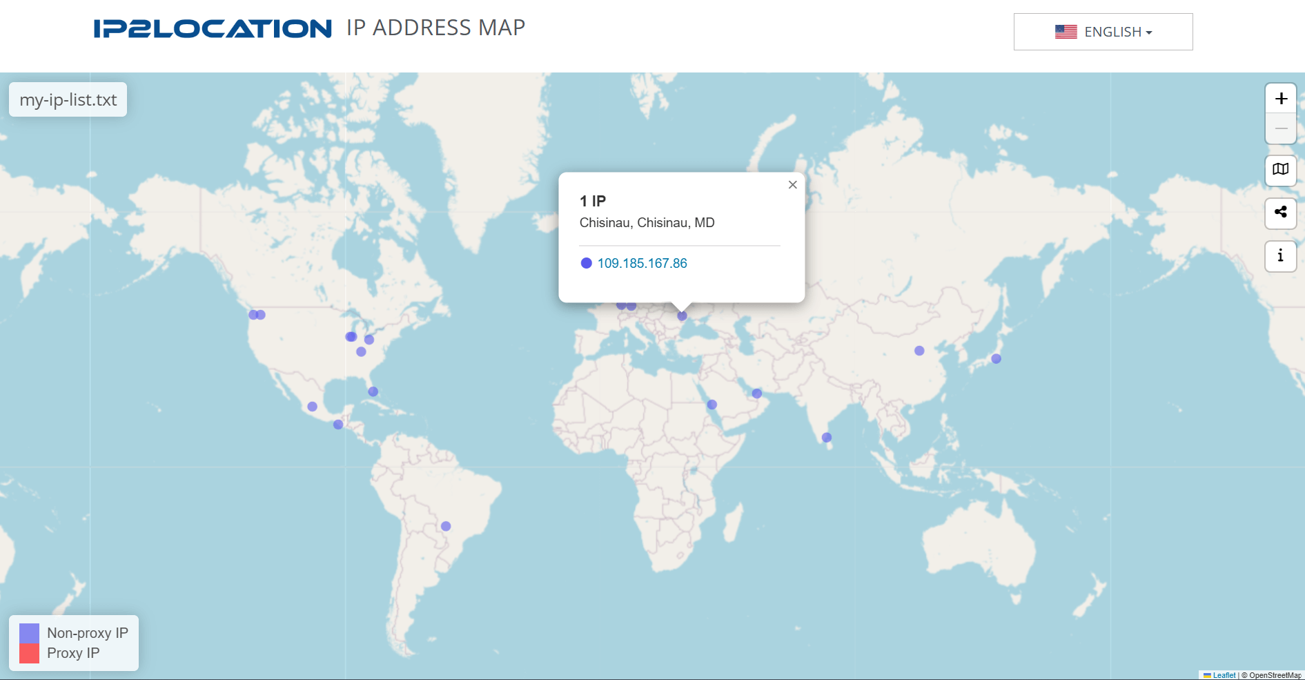 IP result on IP Address Map