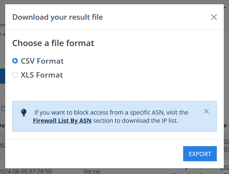 Choose file download format