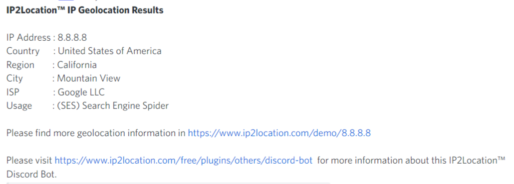 IP2Location Discord Result