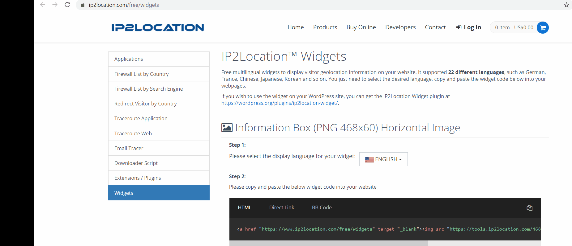 IP2Location widget